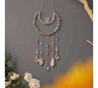 Acchiappasogni con cristalli lunari, albero della vita, gemma naturale in agata da appendere alla parete, per finestre, giardino, decorazione per la casa (forma di luna nuova)