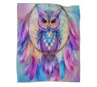 Acchiappasogni con gufo Coperta Per Adolescente Stile Fantasy Stampata Soffice Lenzuola in Peluche,morbida E Confortevole,adatta Per Divano Letto 50x60inch(127x152cm)