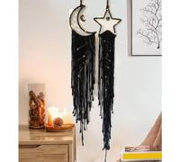 Acchiappasogni con luna nera e stella, con luci, in macramè, decorazione da parete per camera da letto, acchiappasogni per ragazze e adolescenti, regalo per ragazzi e mamme, regalo per donne
