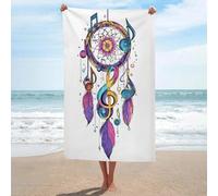 Acchiappasogni con note musicali, telo mare in microfibra senza sabbia, asciugamano da doccia grande, multiuso, assorbente, per bagno e piscina, 130 x 80 cm