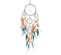 Acchiappasogni con Perline di Piume, Scacciasogni per Bambini, Grande Dreamcatcher a Cinque Anelli, Decorazione per la Cameretta dei Bambini, Regalo Creativo per Bambine e Bambini, Blu