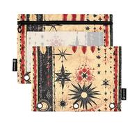 Acchiappasogni con stella occidentale, tribale, luna, tramonto, nero, rosso, raccoglitore con tasche in plastica per cartelle a 3 anelli con cerniera per bambini Ofhce Supplies
