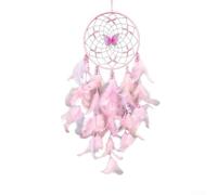 Acchiappasogni da appendere alla parete, mobile con piume fatte a mano con perline per camera da letto delle ragazze, decorazione per cameretta dei bambini, ornamento bohémien in stile americano per