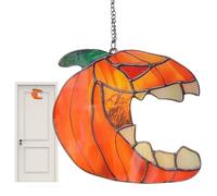 Acchiappasogni di zucca in vetro colorato con ciondolo a forma di zucca in vetro colorato di Halloween | Actrapianti di luce di zucca in vetro colorato acrilico 2D - Decorazione leggera del sensore di