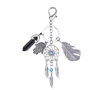 Acchiappasogni Dreamcatcher Alla Moda Punto Agata Anello Gemma Chiave Ciondolo Portachiavi - Argento, Nero