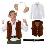 Acchiappasogni gigante per adulti, gilet, camicia, cintura, orecchie e | gilet, camicia con lacci, fascia per le orecchie, cintura, costume gigante da libro di fiabe, set di costumi per adulti