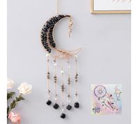 Acchiappasogni in agata con cristallo 7 chakra gemma acchiappasogni colore gemma naturale agata da appendere alla parete camera giardino acchiappasogni decorazione (nero)