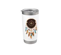 Acchiappasogni indiani indiani indiani con piume tribali boho Bicchiere termico in acciaio inox doppia parete