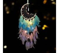 Acchiappasogni Luna Lucine Fatte a Mano Colorate Piume Arcobaleno Chiaro | Dremisland Ciondolo Turchese Dream Catcher Appendere a Parete per Bambini Decorazione da Parete Camera da Letto di Casa