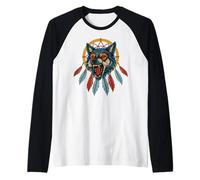 Acchiappasogni lupo nativo americano Piume indiane indigene Maglia con Maniche Raglan