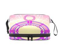 Acchiappasogni magico con piume, a doppio strato, per donne e ragazze, trousse da viaggio per trucchi, pratica borsa organizer con scomparto per pennelli, Multi, 27x15x14 cm/10.6x5.9x5.5 in, Beauty