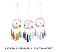 Acchiappasogni magico con pompon colorato fatto a mano con 3 disegni e ciondoli