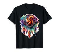 Acchiappasogni scoiattolo floreale spirituale Boho Style Art Maglietta
