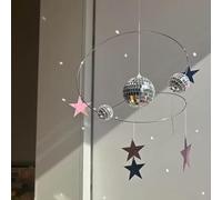 Acchiappasole a con palla da discoteca e stelle riflettenti, acchiappasole fatto a mano, decorazione per finestre, per riflessioni di casa, giardino, patio, balcone, auto