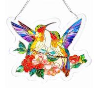 Acchiappasole a forma di colibrì, 16,5 cm, in acrilico, da appendere, fai da te, con due uccelli, come decorazione per la casa e il giardino, per donne, famiglie e uomini