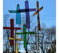 Acchiappasole A Forma Di Croce: Lascia Che La Luce Dio Risplenda Nella Tua Casa Con Bellissime Benedizioni Arcobaleno, Croce Colorata Da Appendere Alla Finestra, Lavoretti Pasquali(1set)