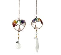 Acchiappasole a Forma di Cuore Arcobaleno,Ciondolo in Albero della Vita Cristallo Acchiappasole per Finestra,Chakra Pietre Ornamento Appendere in Cristallo per Giardino, Casa