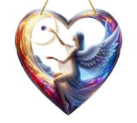 Acchiappasole a forma di cuore - Finestra in vetro colorato da appendere, decorazione con prisma a cuore | Acchiappasole in acrilico 2D fata | Ornamento creativo per esterni, acchiappasole in cristall