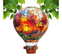 Acchiappasole a forma di mongolfiera, luce solare da giardino in acrilico, 2D macchiato, decorazione colorata da appendere alla parete, lanterna solare da appendere per interni ed esterni