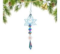 Acchiappasole con di loto, pendente in vetro di - Ciondolo ornamentale con ciondolo a forma di di loto | Arcobaleno con sole e di loto in metallo per portico, auto, uffici