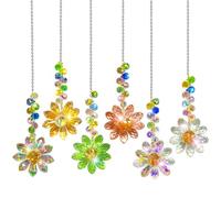 Acchiappasole Cristallo,6 Pezzi Crystal Suncatcher,Appendere Vetro Acchiappa Sole,Pendenti Prismi Cristallo,Appeso Arcobaleno Prisma Finestra,Pendenti Suncatcher Decorazione per Casa Giardino Nozze