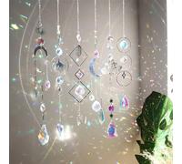 Acchiappasole Cristallo,6 Pezzi Loto Cristallo Perline,Crystal Suncatcher,Pendenti Prismi Cristallo,Appeso Arcobaleno Prisma Finestra,Pendenti Suncatcher Decorazione per Casa Giardino Nozze