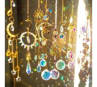Acchiappasole Cristallo,7 Pezzi Loto Cristallo Perline,Crystal Suncatcher,Pendenti Prismi Cristallo,Appeso Arcobaleno Prisma Finestra,Pendenti Suncatcher Decorazione per Casa Giardino Nozze