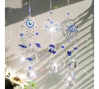 Acchiappasole Cristallo,Acchiappasole con Occhi Azzurri,Pendenti Prismi Cristallo,Appeso Arcobaleno Prisma Finestra, per Finestra Lampadario da Giardino Pendente Sospeso