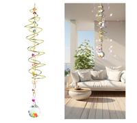 Acchiappasole Cristallo, Acchiappasole per Finestre, Acchiappa Sole da Appendere, Scacciapensieri con Vista Su Palla a Spirale, con Sette Perline Chakra, Decorazioni da Appendere per Casa, Finestre