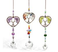 Acchiappasole Cristallo, Albero della vita 3 Pezzi Acchiappa Sole da Appender, Decorazioni Crystal Suncatcher Acchiappasole da Appendere Pendenti Prismi Cristallo per Casa, Giardino L'auto