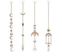 Acchiappasole Cristallo Trasparente, 4 Pezzi Acchiappasole in Cristallo, Acchiappasole Finestra, Prisma Arcobaleno da Finestra, Per Lampadario per la Casa, Decorazione del Giardino