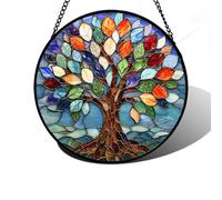 Acchiappasole da appendere alla finestra in vetro colorato con albero della | Acchiappasole per Natale, compleanno, festa della mamma, festa della mamma, albero con foglie, regali per donna, mamma, nonna