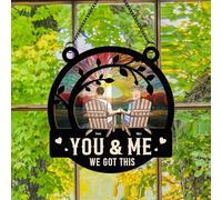 Acchiappasole da appendere con ritratto di coppia, personalizzabile, con scritta "You and Me We Got This Window Suncatcher Funny Beach Chair Couple Ornament Hanging Gift for her & him