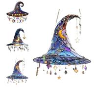 Acchiappasole da Strega al Chiaro di Luna, Ornamento da Appendere con Design a Cappello da Strega di Halloween, Design Magico a Cappello da Strega in 2D, for Amici e familiari(Magic Hat B)