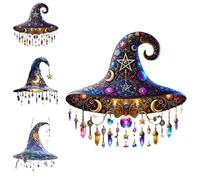 Acchiappasole da Strega al Chiaro di Luna, Ornamento da Appendere con Design a Cappello da Strega di Halloween, Design Magico a Cappello da Strega in 2D, for Amici e familiari(Magic Hat C)