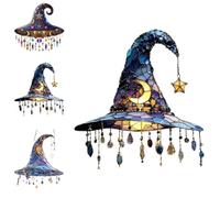 Acchiappasole da Strega al Chiaro di Luna, Ornamento da Appendere con Design a Cappello da Strega di Halloween, Design Magico a Cappello da Strega in 2D, for Amici e familiari(Magic Hat A)