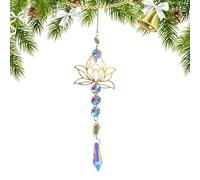 Acchiappasole in, Acchiappasole di loto - Ciondolo ornamentale con ciondolo a forma di di loto,Arcobaleno con sole e di loto in metallo per portico, auto, uffici