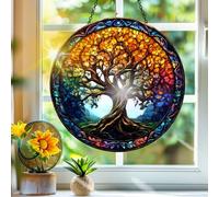 Acchiappasole in acrilico colorato, acchiappasole con albero della vita, decorazione da appendere alla finestra, creatore di arcobaleno, arte da parete, per balcone, interni ed esterni, giardino