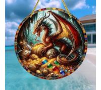 Acchiappasole in acrilico colorato, drago custode del tesoro da 17,8 cm, decorazione artistica da parete con vetro colorato stampato, idea regalo e ornamento da giardino per interni ed esterni