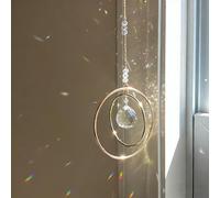 Acchiappasole in cristallo per finestre - Acchiappasole arcobaleno con sfera di vetro prismi - Decorazione da appendere per finestre incantevoli giochi di luce con 2 cerchi in ottone - Cristalli per