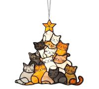Acchiappasole per albero di Natale a forma di gatto, decorazione impilata per lampadari, giardino, albero di Natale, vacanze invernali, regalo di Natale per gli amanti dei gatti (A)