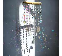 Acchiappasole per finestra da appendere, con cristalli e prismi AB e gocce di foglie naturali, decorazione da parete per la casa