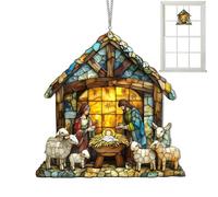 Acchiappasole per presepe - decorazione per finestre in acrilico, pannelli mozzafiato dipinto a mano | decorazione natalizia giardino di casa, arte sospesa, riflessione della luce solare, decorazione