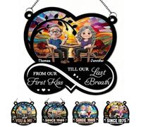 Acchiappasole personalizzato per moglie e marito, dal nostro primo bacio fino al nostro ultimo respiro, coppia di acchiappasole regalo per anniversario, compleanno, decorazione unica per la casa per