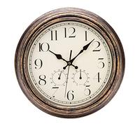 ACCHINE 30CM Orologio da Parete Vintage, Orologio da Parete Grande con Termometro e Igrometro Silenzioso Orologio da Muro Particolare, Decorazione da Parete per Casa Ufficio Cucina Soggiorno Camera