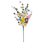 Acciaio artificiale pasquale in ABS, 44 x 12 cm, 32-42 g, con primaverile, eucalipto con rametti di uova, finto vaso floreale per la decorazione della casa, centrotavola e feste