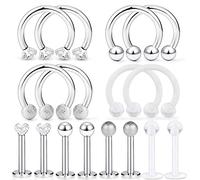 Acciaio Chirurgico Labbro Anelli Diamante Chiaro Cz Labret Borchie Trago Anello A Ferro di Cavallo Helix Orecchino ad Anello Monili per Il Corpo e Piercing Piercing Fermo Convenient Design