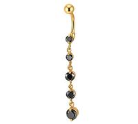 Acciaio Colore Oro Chirurgico Lunga Orecchini Goccia Gioielli per Il Corpo Anello Ombelico Pancia Barbells Nero Zirconi