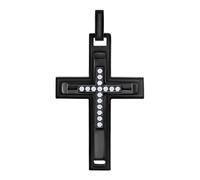 Acciaio da Uomo Rotondo Zircone Cubico Latino Croce Ciondolo Religioso