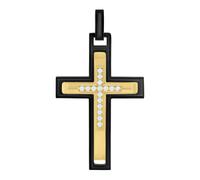 Acciaio da Uomo Rotondo Zircone Cubico Latino Croce Ciondolo Religioso